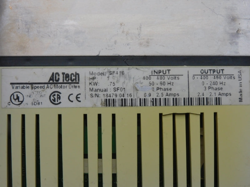 AC TECH SF410 400/480V 2.9/2.5A (AS PICTURED) UNMP