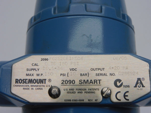 ROSEMOUNT 2090FG2S2DE1M5Q4 10.5-36VDC 0-150PSI NSNP