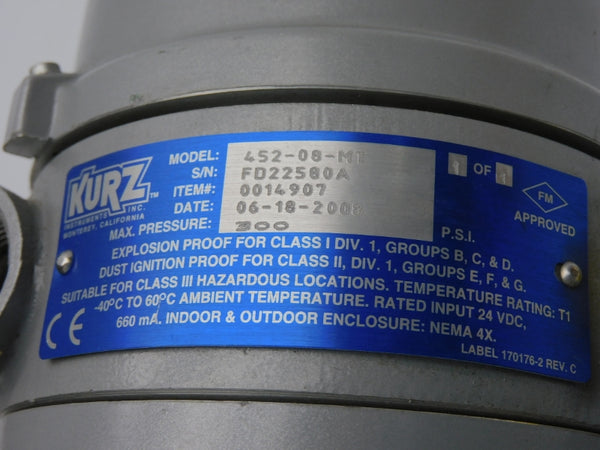 KURZ 452-08-MT 0014907 24VDC 300PSI NSNP