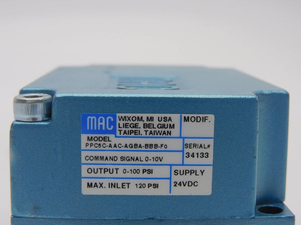 MAC PPC5C-AAC-AGBA-BBB-F0 24VDC 120PSI NSNP
