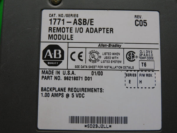 ALLEN BRADLEY 1771-ASB SER. E F/W H REV. C05 5VDC 1.00A UNMP
