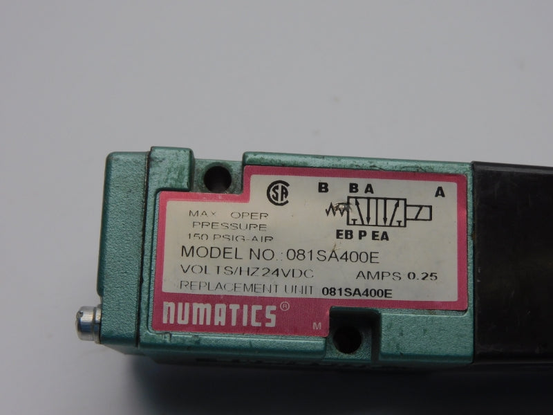 NUMATICS 081SA400E 24VDC 0.25A 150PSI UNMP