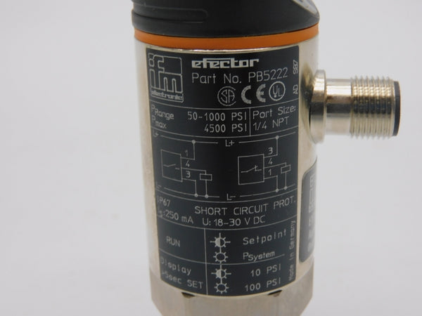 IFM EFECTOR PB-100PSBN14-HFPKG/US//V PB5222 18-30VDC 1000PSI NSMP