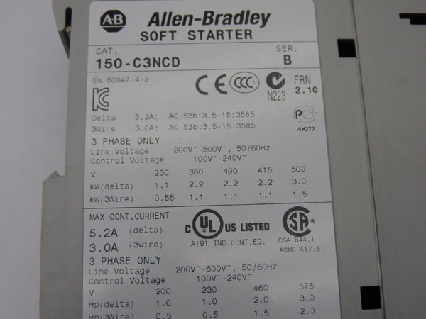 ALLEN BRADLEY 150-C3NCD SER. B F/W 2.10 200-600V 5.2A NSMP