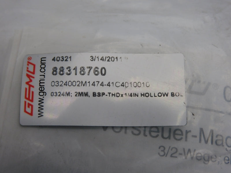 GEMU 0324002M1474-41C4010010 88318760 24VAC NSMP