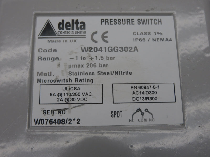 DELTA CONTROLS LIMITED W2041GG302A 250VAC 5A NSNP