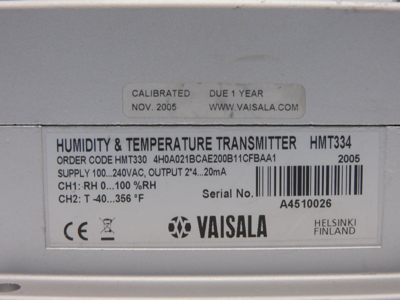 VAISALA HMT3304H0A021BCAE200B11CFBAA1 100-240VAC NSNP