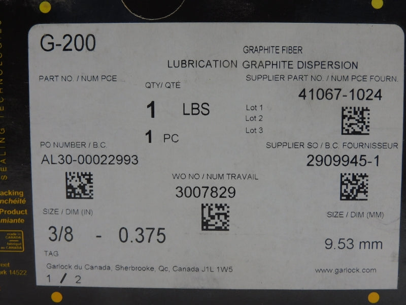 GARLOCK G-200 41067-1024 3/8"-0.375 NSMP