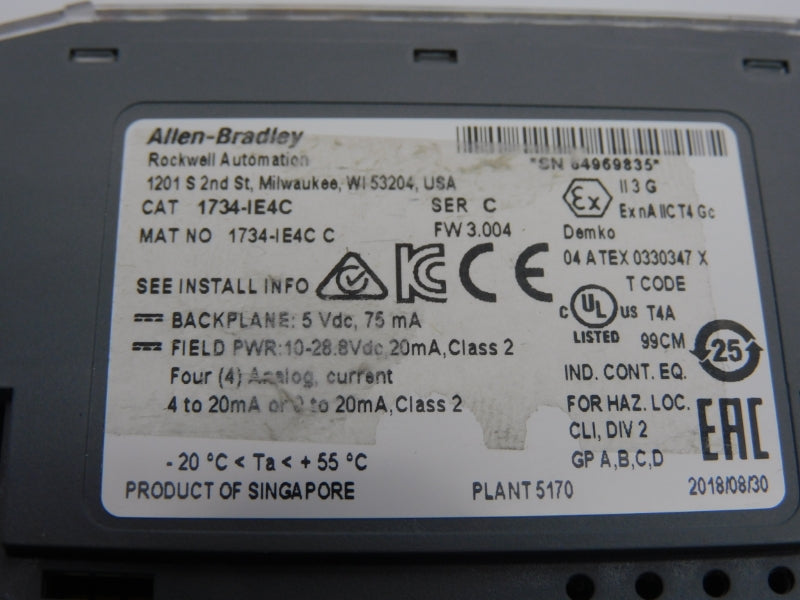 ALLEN BRADLEY 1734-IE4C SER. C F/W 3.004 10-28.8VDC NSNP