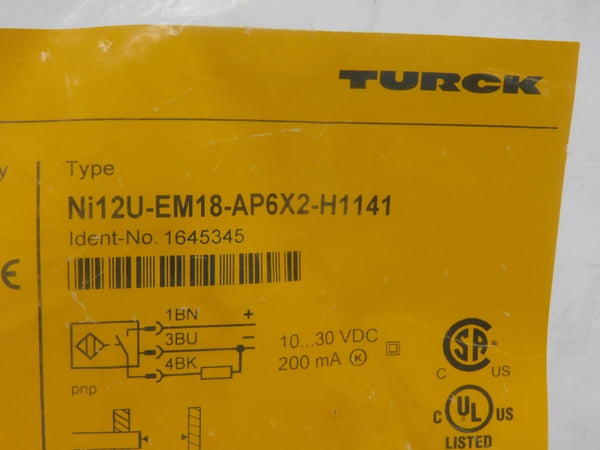 TURCK NI12U-EM18-AP6X2-H1141 1645345 10-30VDC NSMP