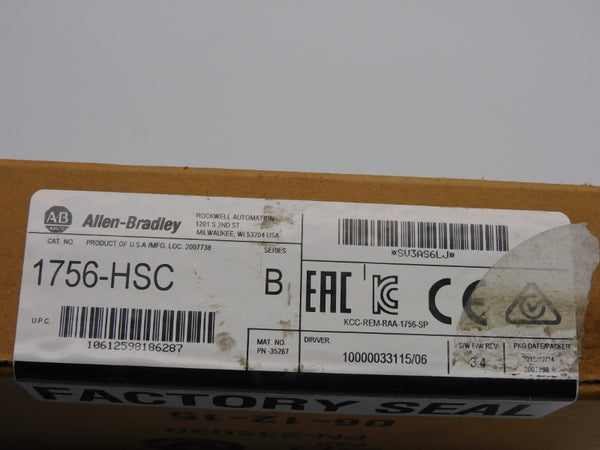 ALLEN BRADLEY 1756-HSC SER. B F/W 3.4 VER. 06 DATE: 2015 NSFS