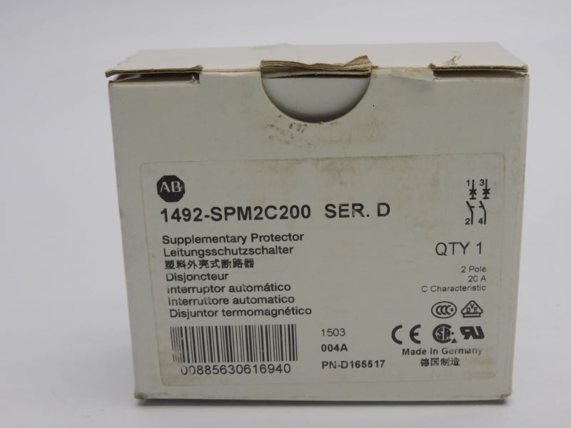 ALLEN BRADLEY 1492-SPM2C200 SER. D 277VAC 20A NSMP