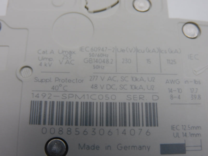 ALLEN BRADLEY 1492-SPM1C050 SER. D 277VAC 5A (PKG OF 2) NSMP