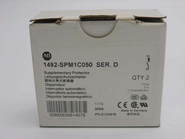 ALLEN BRADLEY 1492-SPM1C050 SER. D 277VAC 5A (PKG OF 2) NSMP