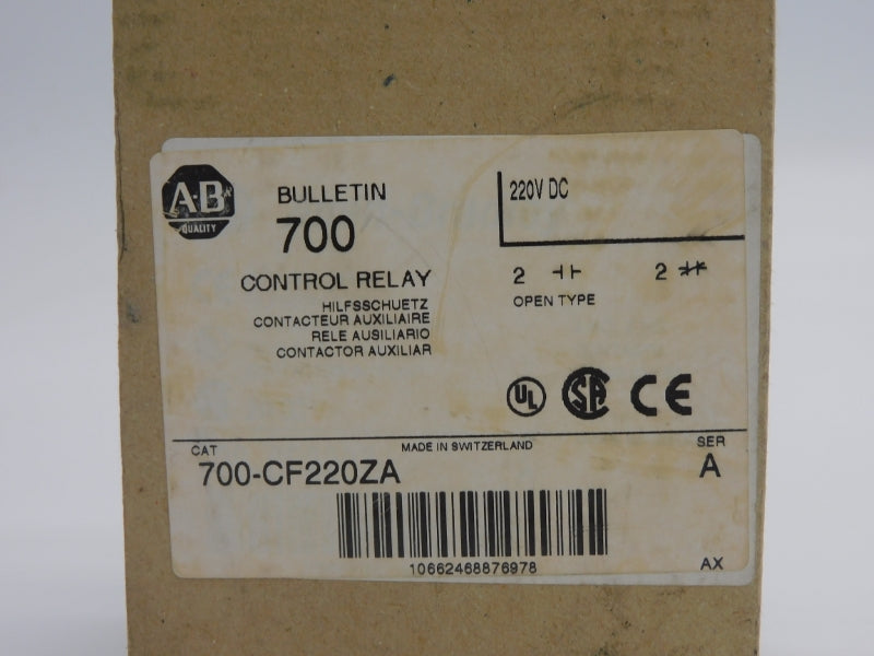 ALLEN BRADLEY 700-CF220ZA SER. A 220VDC 20A (BR/WH) NSMP