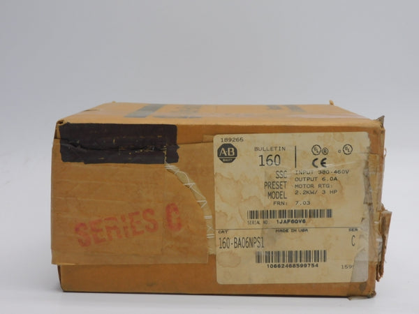 ALLEN BRADLEY 160-BA06NPS1 SER. C F/W 7.03 380-460V 7.0A (BR/WH) NSMP