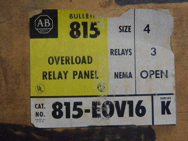 ALLEN BRADLEY 815-E0V16 SER. K 600VAC (BR/YL) NSMP