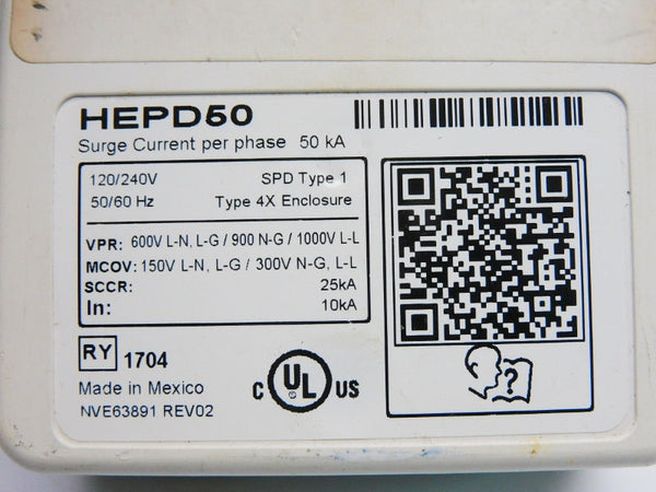 SQUARE D HEPD50 REV. 02 120/240V UNMP