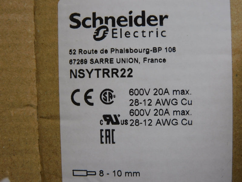 SCHNEIDER ELECTRIC NSYTRR22 600V 20A (PKG OF 50) NSMP