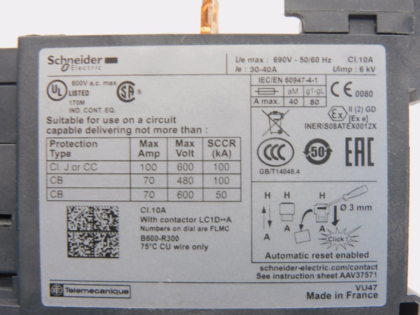 SCHNEIDER ELECTRIC LR3D340 690V 30-40A NSMP