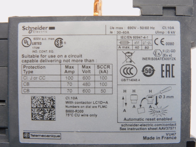 SCHNEIDER ELECTRIC LR3D340 690V 30-40A NSMP