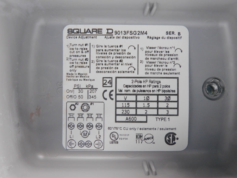 SQUARE D 9013FSG2J21M4BP SER. B 230V 50PSI NSMP