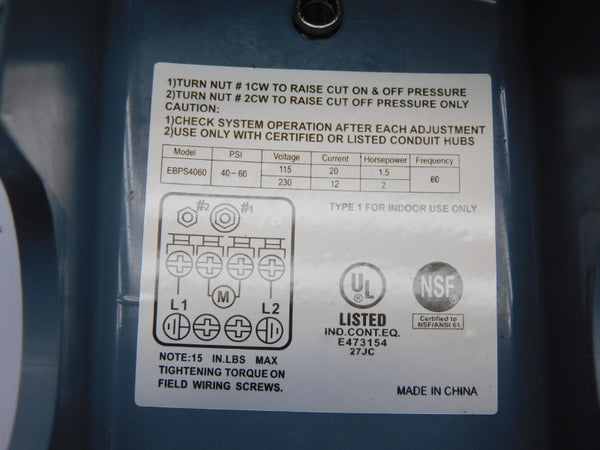 SWITCH EBPS4060 230V 40-60PSI UNMP
