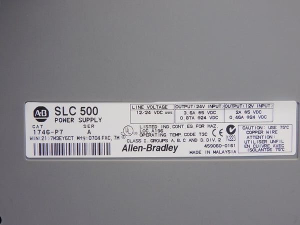 ALLEN BRADLEY 1746-P7 SER. A 12/24VDC 3.6A NSNP