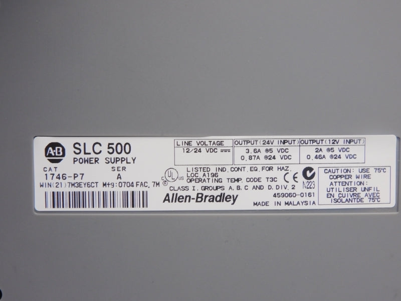 ALLEN BRADLEY 1746-P7 SER. A 12/24VDC 3.6A NSNP