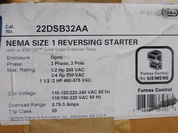 SIEMENS 22DSB32AA SER. C 110-120/220-240VAC 0.75-3A NSMP