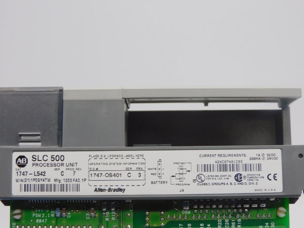 ALLEN BRADLEY 1747-L542 SER. C F/W 3 REV. 7 24VDC 1A (NO CONNECTOR) UNMP