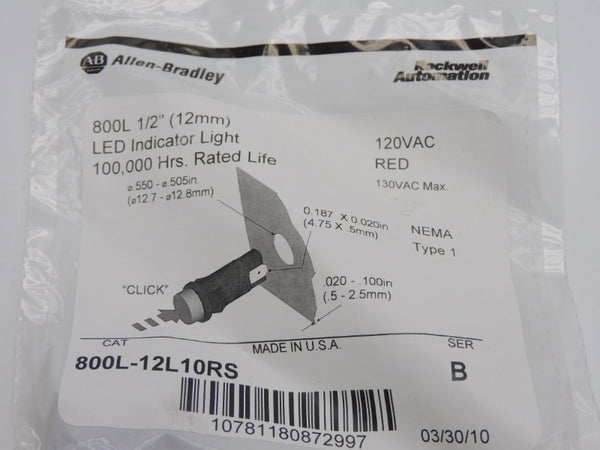 ALLEN BRADLEY 800L-12L10RS SER. B 120VAC NSMP