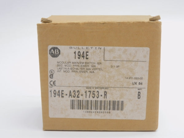 ALLEN BRADLEY 194E-A32-1753-R SER. B 690V 32A (BR/WH) NSMP