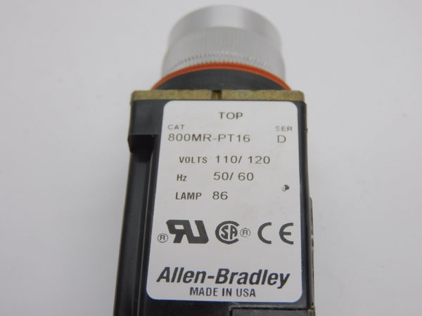 ALLEN BRADLEY 800MR-PT16 SER. D 110/120V (WH) NSMP