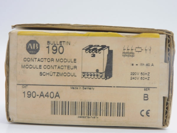 ALLEN BRADLEY 190-A40A SER. B 220/240V 40A (WH/YL) NSMP