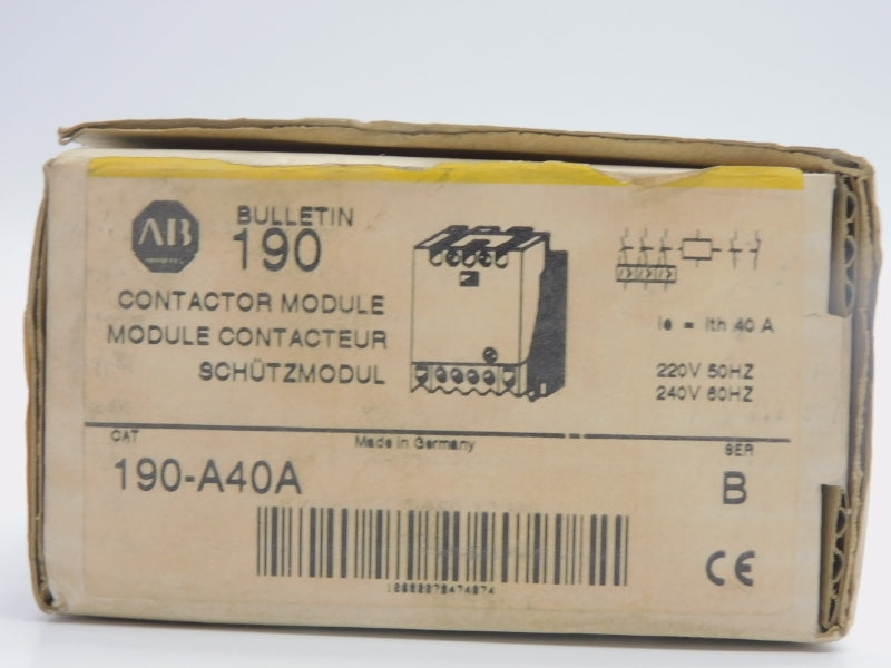 ALLEN BRADLEY 190-A40A SER. B 220/240V 40A (WH/YL) NSMP