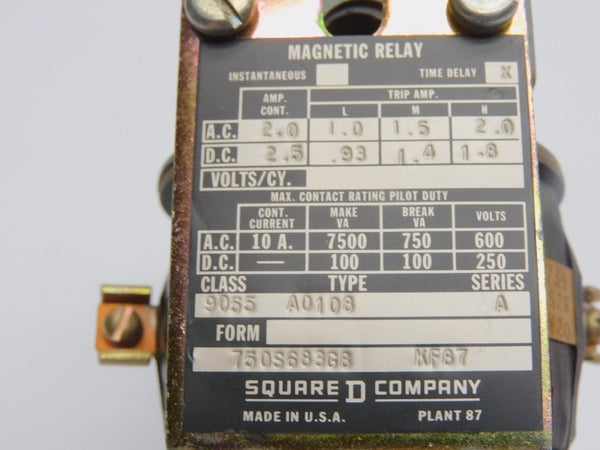 SQUARE D 9055A0108 SER. A 600V 10A NSNP