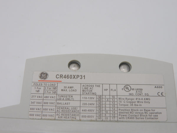 GENERAL ELECTRIC 460XP31 600VAC 30A NSMP