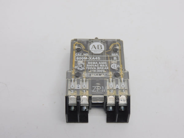 ALLEN BRADLEY 800M-XA4S SER. B 300VAC (BK/YL) NSMP