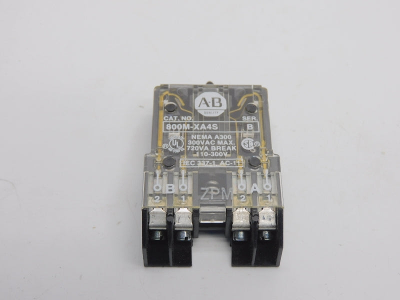 ALLEN BRADLEY 800M-XA4S SER. B 300VAC (BK/YL) NSMP