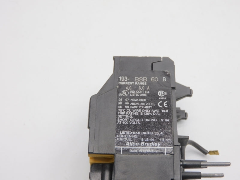 ALLEN BRADLEY 193-BSB60 SER. B 600V 4.0-6.0A NSNP