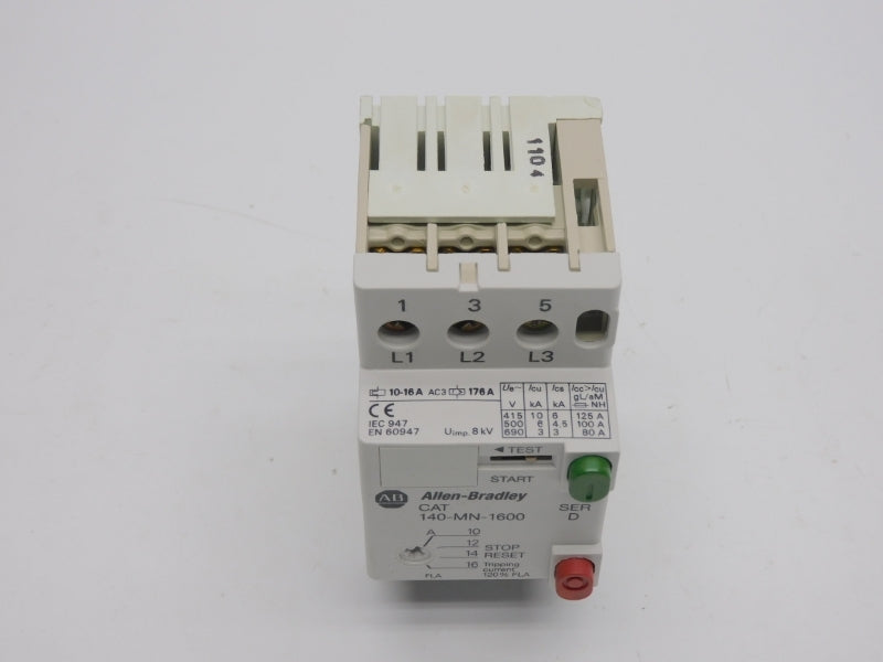ALLEN BRADLEY 140-MN-1600 SER. D 690V 10-16A (BR/WH) NSMP
