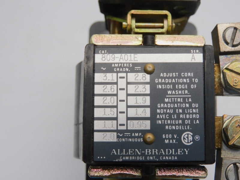 ALLEN BRADLEY 809-A01E SER. A 600V 2.0-3.1A UNMP