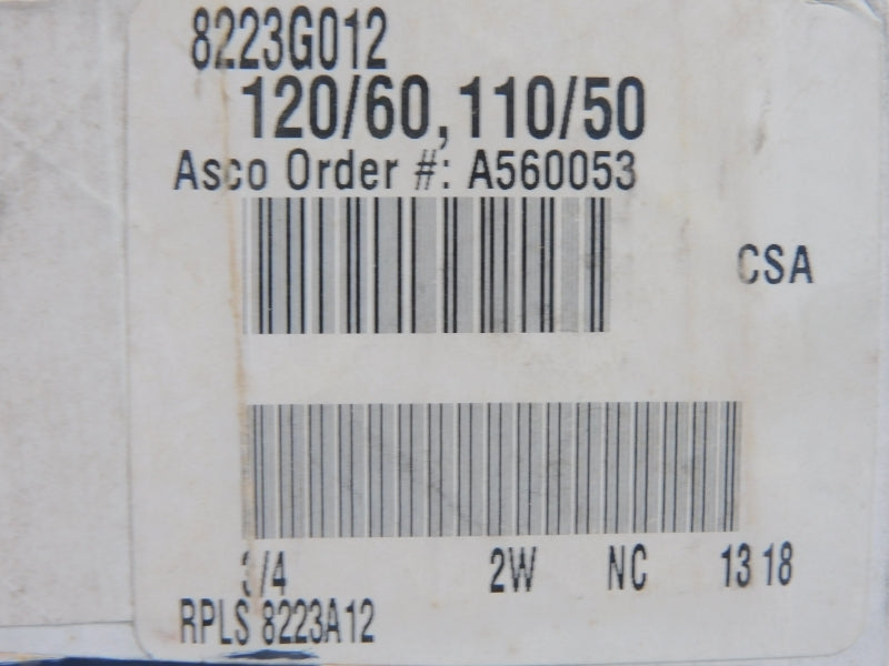 ASCO 8223G012 110/120V 25-750PSI 3/4" NSMP