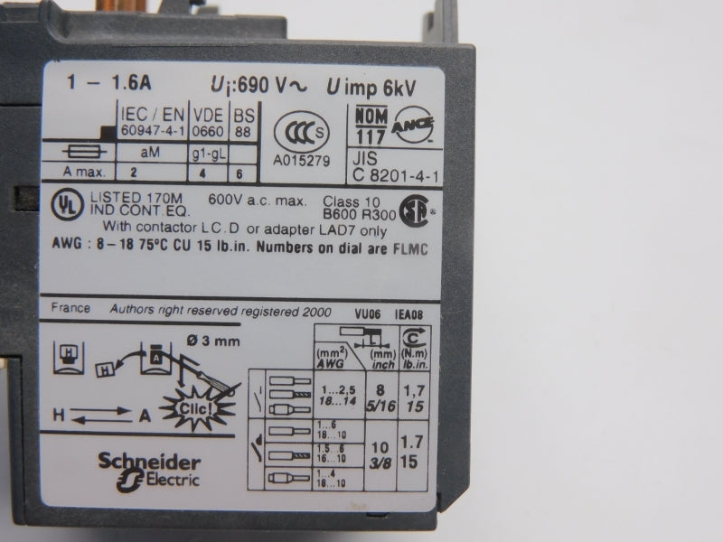 TELEMECANIQUE LRD06 690V 1-1.6A UNMP