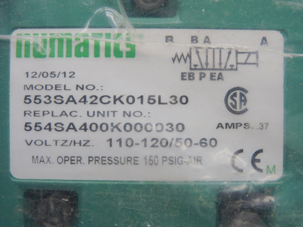 NUMATICS 553SA42CK015L30 110/120V .37A 150PSI NSMP