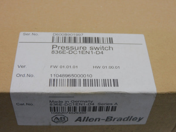 ALLEN BRADLEY 836E-DC1EN1-D4 SER. A F/W 01.01.01 12-30VDC 0-150PSI NSMP