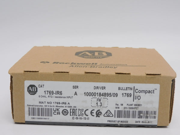 ALLEN BRADLEY 1769-IR6 SER. A F/W 1.3 VER. 09 24VDC 0.1A NSMP
