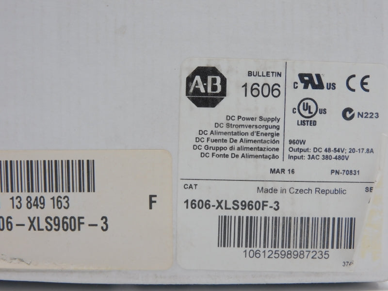 ALLEN BRADLEY 1606-XLS960F-3 SER. A 380-480V 20-17.8A (WH) NSMP