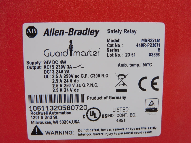 ALLEN BRADLEY 440R-P23071 SER. B 24VDC 3A (BR/WH) NSMP